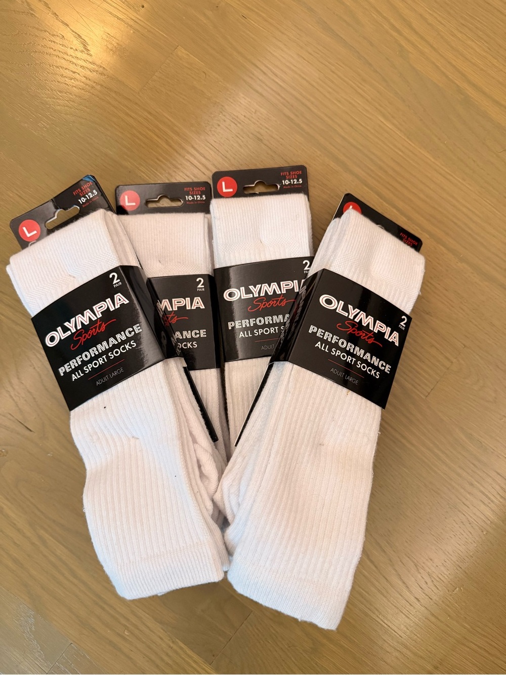 NWT Olympia Activewear White Performance Crew Socks - 8pack